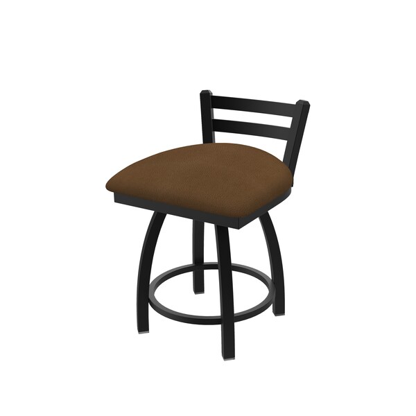 18" Low Back Swivel Vanity Stool, Black Wrinkle, Rein Thatch Seat